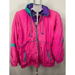 Vintage‎ Capistrano Windbreaker Jacket Pink Purple Green Colorblock Size 18/20